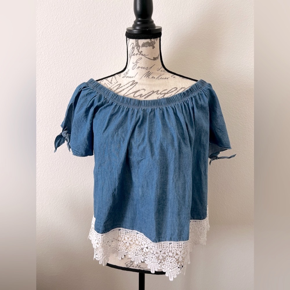 Off the shoulder denim top